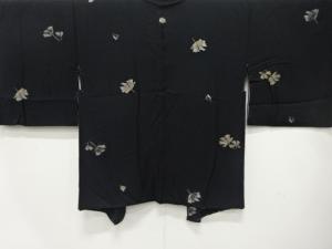 大正ロマン　漆　花模様織出し　一ツ紋羽織